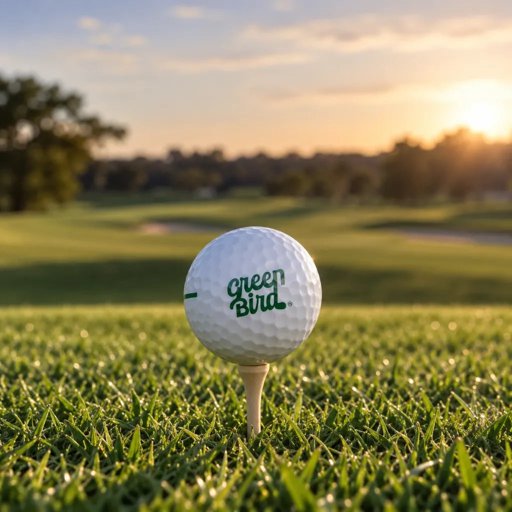 Green Bird Golf Ball at Golden Hour.webp