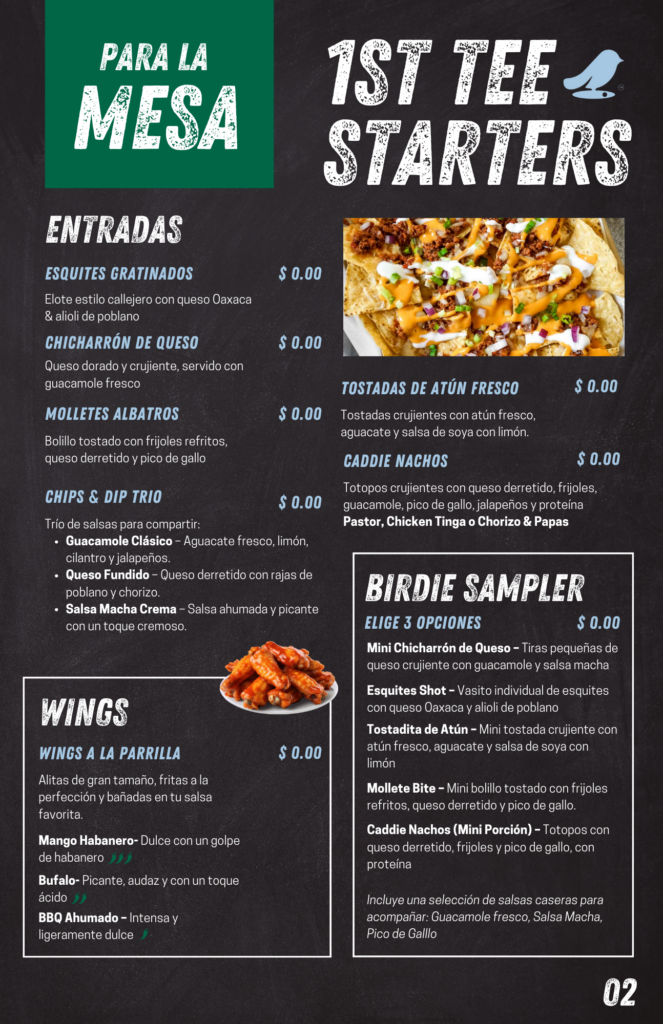 Green Bird Menu (Español) (1)